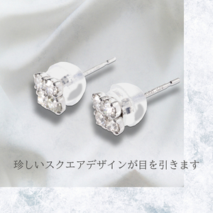 PT900　天然ダイヤモンド　ピアス　スクエア　0.30ct【MUP14926】
