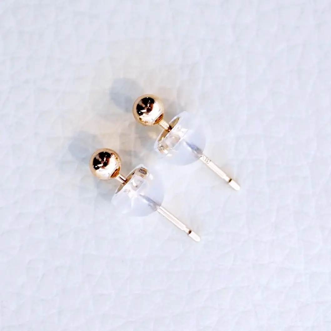 K10YG(10金) イエローゴールド  地金 中空 シンプル ボール ピアス (3mm)  保証書付 KO-0081 242-068-b