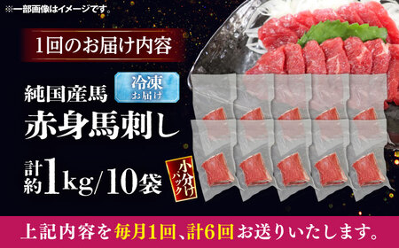 【全6回定期便】純国産馬 赤身馬刺し盛り 計約1kg (約100g×10個) / ばさし 馬刺 あかみ 熊本馬刺し 熊本県 菊陽町【株式会社古閑ファーム】[BHDF043]