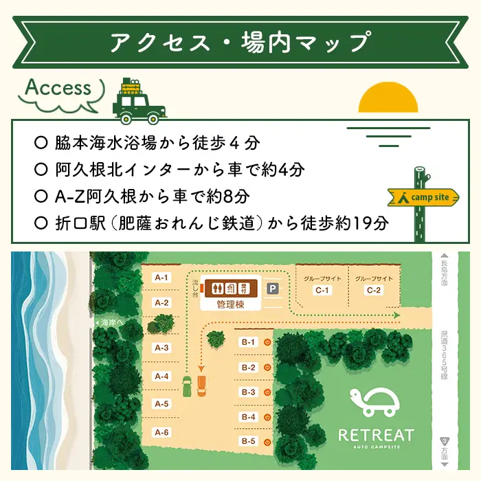＜サイトB＞ コースタルパークリトリート テントサイト利用券 (1泊/5名) チケット 宿泊券 自然 体験 サンセット キャンプ キャンプ場 キャンプサイト テントサイト オートサイト シャワー完備 トイレ完備 【コースタルパークリトリート】akn106-10