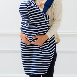 防寒ケープ ボーダー柄 (紺)｜フットマフ 防寒ケープ ベビーカー ひざ掛け お散歩 お出かけ [1261]