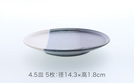 【美濃焼】セパレ リム型 4.5皿 5点セット【カネ定製陶】プレート 皿 モダン[MEI253]