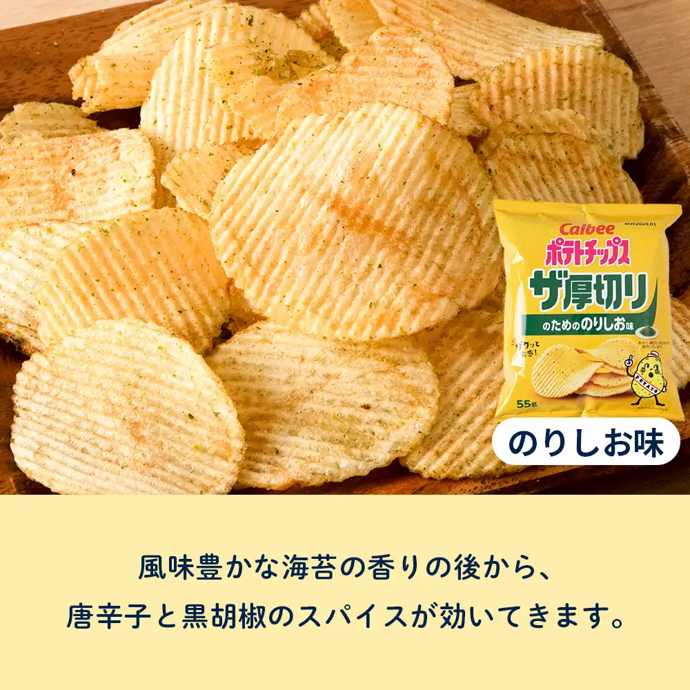 【定期便2カ月】ザ厚切りのための ２種セット うすしお・のりしお 各6袋 カルビー ポテトチップス 《千歳工場製造》