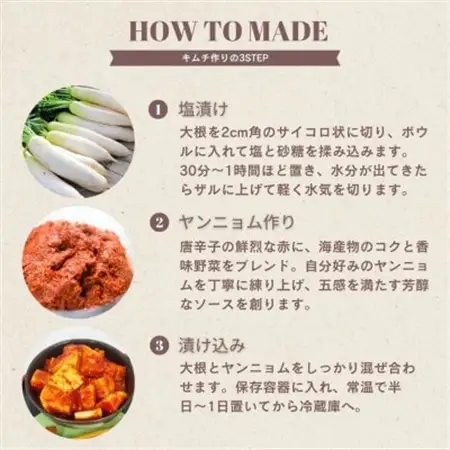 大根キムチ(1kg)慶尚北道英陽産の唐辛子使用!自家製ヤンニョム　絶品おつまみ　漬物　大阪府和泉市【配送不可地域：離島】【1718989】