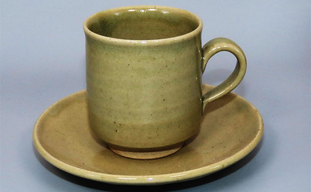 虫明焼 コーヒーカップ＆ソーサー（曙窯 作） 工芸品 ティーカップ 