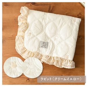 刺繍キルティング フリルスクエア カフェマット ラビット フラワー ペットグッズ【ココアトワ(cocoAtoi)】 ラビット