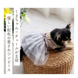 アニマルチュールワンピース うさぎ  チュール ドッグウェア 犬服 前開き【ココアトワ(cocoAtoi)】 Ｍ