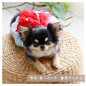 サンドレス浴衣 さくらんブーケ 犬用 浴衣風 祭り ゆかた さくらんぼ りぼん【ココアトワ(cocoAtoi)】 Ｌ