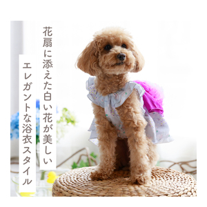 サンドレス浴衣 ピンク 花扇  浴衣風 祭り 和風 夏 花柄 ドッグウェア 【ココアトワ(cocoAtoi)】 Ｍ