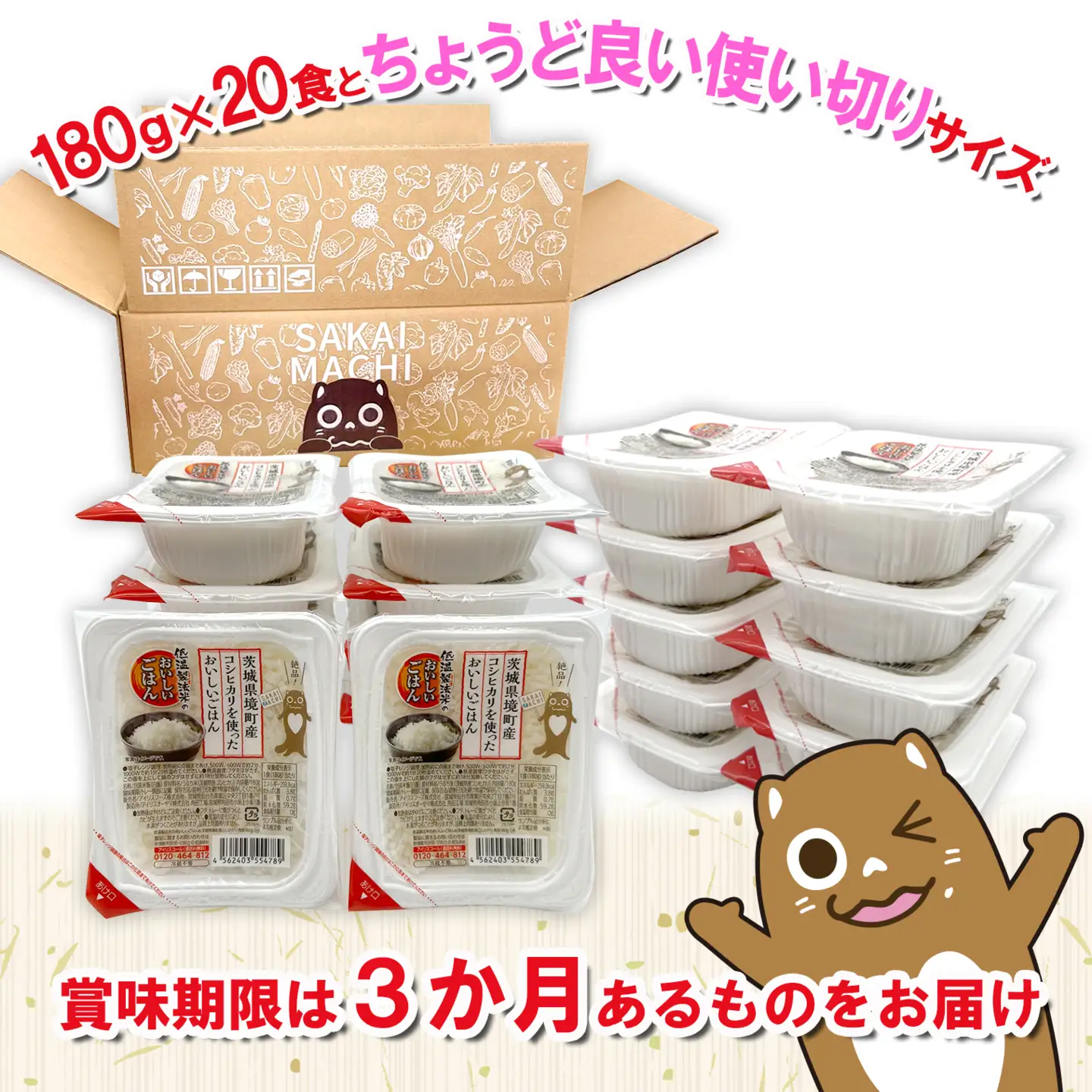 最短翌日発送 茨城県境町産コシヒカリ使用 パックごはん 20食 K2703