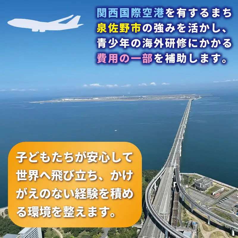 【返礼品なし】関空から世界へ飛び立つ！青少年海外研修補助応援寄附（大阪府泉佐野市）