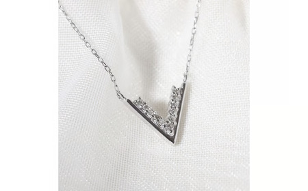 プラチナ 0.06ct V字ダイヤモンドネックレス 山梨県 甲斐市 BQ-187