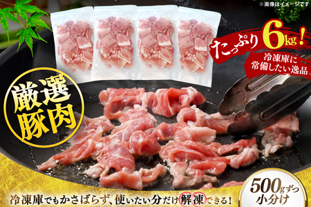 北海道産 豚肉 豚こま切れ 小分け 2kg ( 500g × 4P ) 3回 定期便 総計 6kg [スターゼン 北海道 砂川市 12260976 ]
