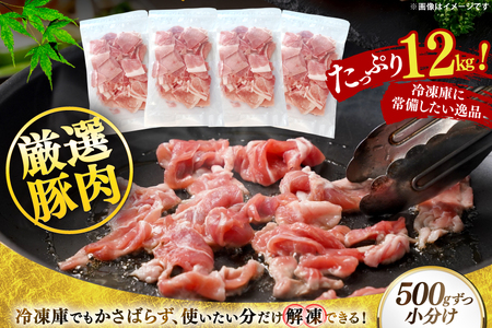北海道産 豚肉 豚こま切れ 小分け 2kg ( 500g × 4P ) 6回 定期便 総計 12kg [スターゼン 北海道 砂川市 12260977 ]