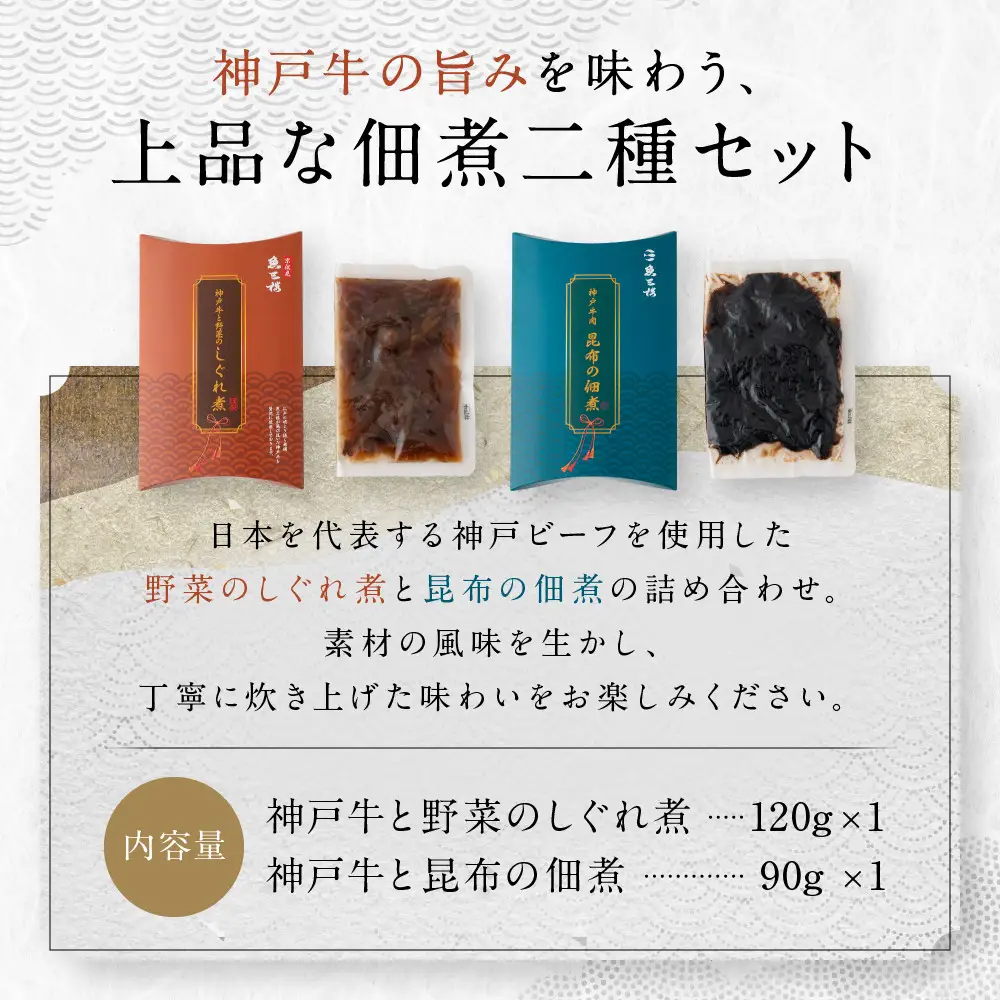 京阪百貨店厳選「魚三楼」神戸牛と野菜のしぐれ煮＆神戸牛と昆布の佃煮｜惣菜 ご飯のお供 人気セット