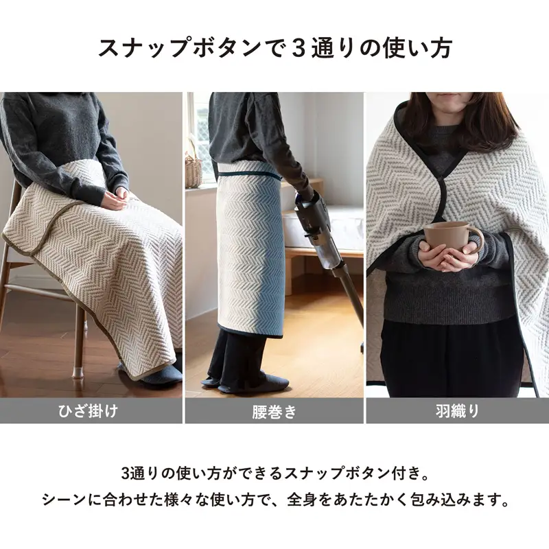 シルク混ひざ掛け mumブランケット　ネイビー