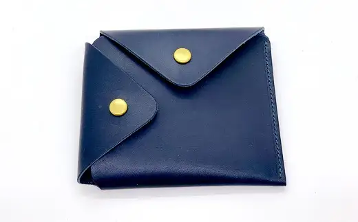 渋沢栄一翁 コンパクト財布 （ ネイビー ） コンパクト フランス革 財布 小物 牛革 革 革製品 収納 収納品