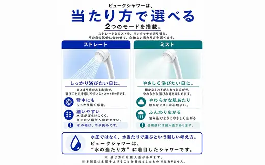 【27008】 ビューク シャワーヘッド 【 塩素低減カートリッジ付 | ミスト＋ストレート 】  日本製 ｜ ドリームバンク 公式