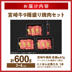 【お中元】【数量限定】宮崎牛9種盛り焼肉セット_22-31-006-600g-SG