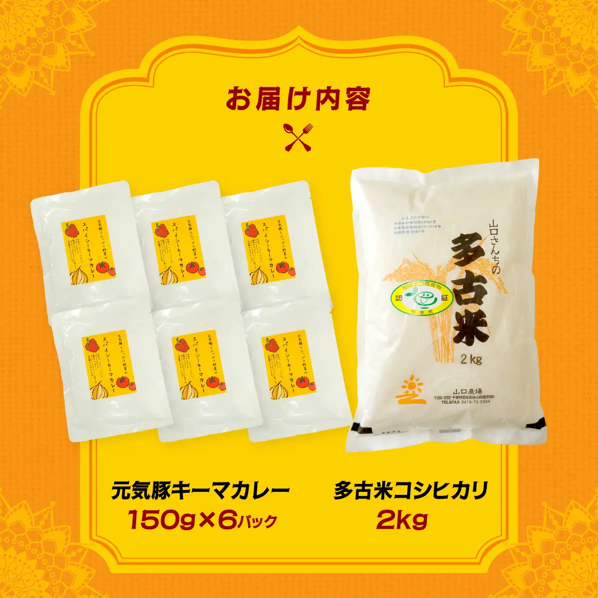 ご飯にはやっぱりカレー!「多古米コシヒカリ2kg」と「元気豚キーマカレー150g×6」セット_ 精米 米    コシヒカリ 米 こしひかり  惣菜・加工品 カレー  _【配送不可地域：離島・沖縄県】 TAKF022