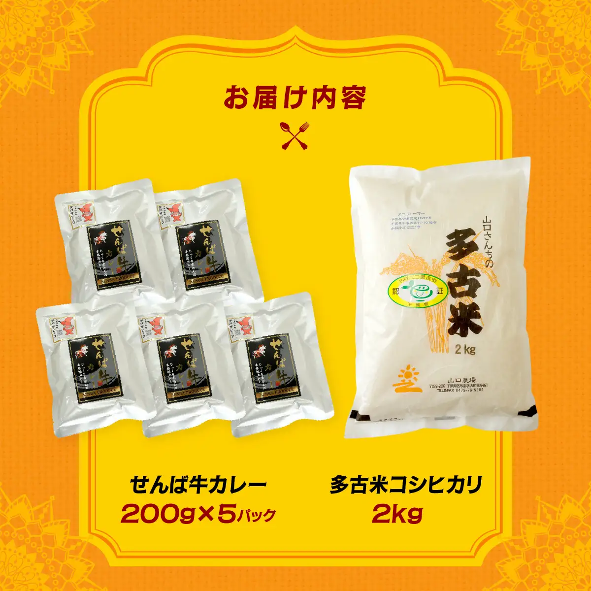 ご飯にはやっぱりカレー!「多古米コシヒカリ2kg」と「せんば牛カレー200g×5」セット_ 精米 米    コシヒカリ 米 こしひかり  惣菜・加工品 カレー  _【配送不可地域：離島・沖縄県】TAKF023