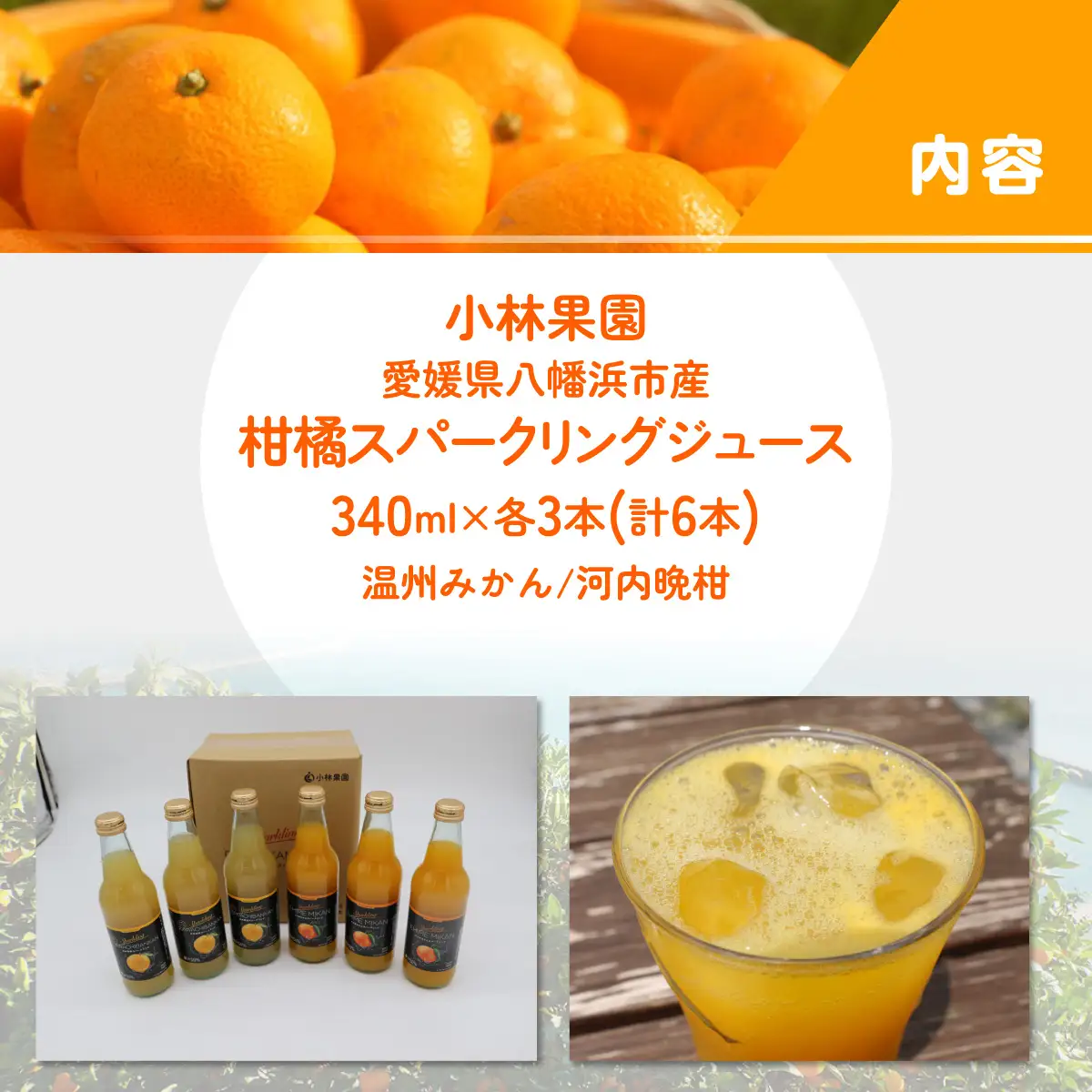 小林果園の柑橘スパークリングジュースセット(2品種・計6本)【C24-28】【1233619】 YWTAD021