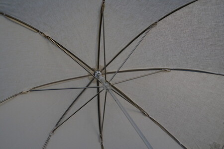 雪華模様の刺繍入り日傘（晴雨兼用・サイズ50ｃｍ・UV加工・麻50％綿50％）カラー：ベージュ _BL20