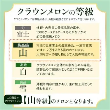 マスクメロンの最高峰 クラウンメロン 山等級  1.2kg前後×1玉【配送不可地域：離島・北海道・沖縄県】【1596745】