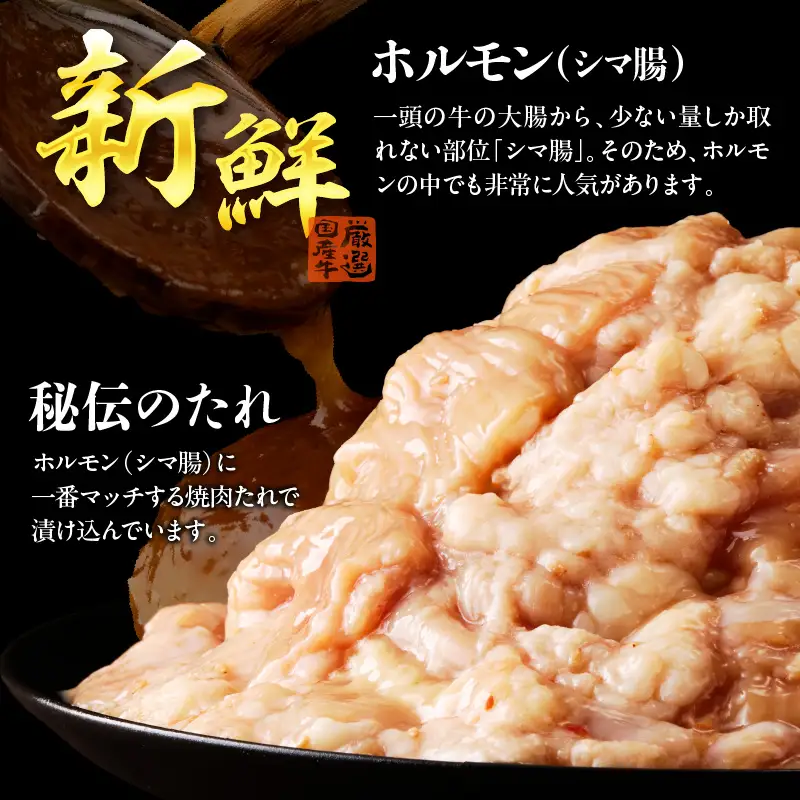 国産牛ホルモン（シマ腸）　味付け焼肉　　冷凍品【大阪府吹田市】