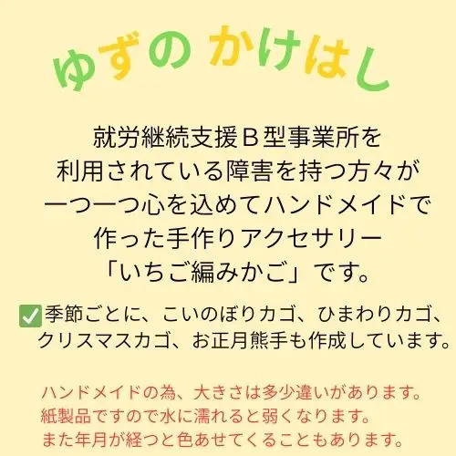 134003　手作り「いちご編みカゴ」