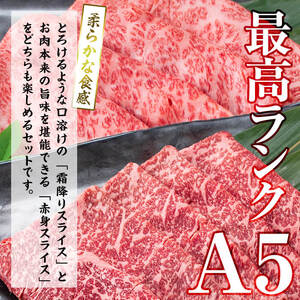 【小分け】＜A5等級＞鹿児島県産黒毛和牛 すき焼きしゃぶしゃぶセット(霜降りスライス・赤身スライス各200g×3P/計1.2kg) 牛肉 肉 小分け 鹿児島県産 国産 A5 すき焼き すきやき しゃぶしゃぶ 黒毛和牛 赤身 霜降り 食べ比べ b6-022