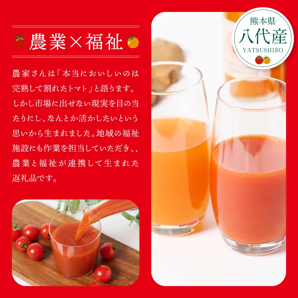 八代産完熟ミニとまとジュース 720ml（赤） 500ml（白） 2本セット ミニトマト ジュース
