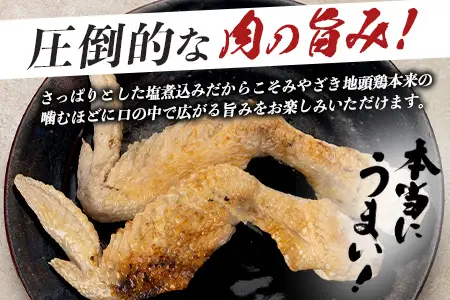 みやざき地頭鶏 大手羽の塩煮込み 1羽分×2P 常温｜鶏肉 地鶏 炭火焼 備長炭 塩煮込み 晩酌 おかず 惣菜 大手羽 コラーゲン 郷土料理 じとっこ 興洋開発株式会社 宮崎県 諸塚村 KY-20