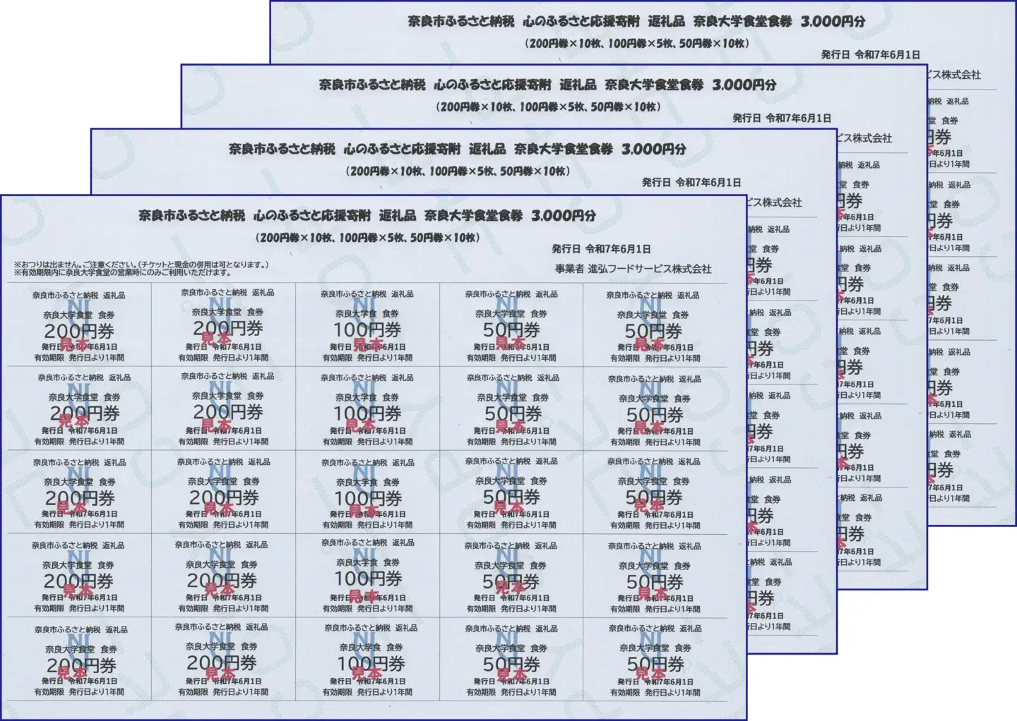 奈良大学 食堂チケット 12,000円分(3,000円×4枚)食券 skf03