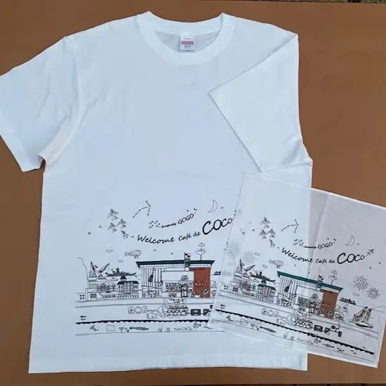 「COCO×大和のふるさと」のＴシャツ(2Lサイズ)と手ぬぐいハンカチ ku213-001-2l-r
