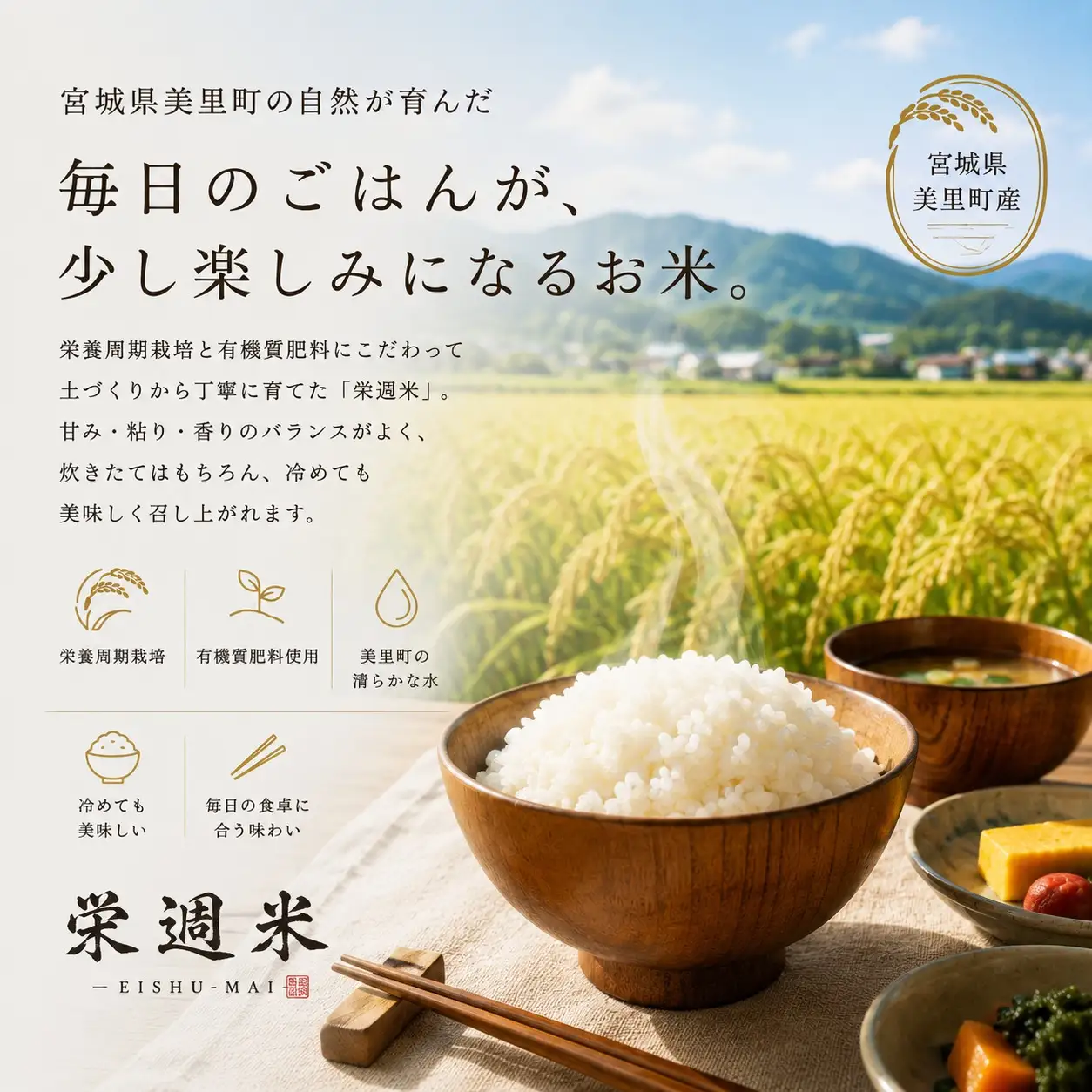 栄週米 乾田直まきササニシキ（精米）５kg（オリジナル布袋化粧箱入り）【isff003】