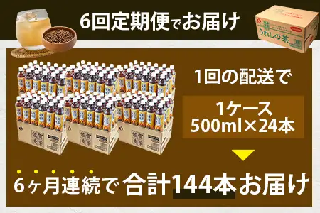 佐賀の麦茶 500ml×24本 《6回定期》 無添加 ･ 無香料 香ばしい 《佐賀県産大麦焙煎 》 自然派 ビタミンC 香料カフェインゼロ 飲み物 飲料 大麦 国産 佐賀県産 水分補給 お茶 茶 焙煎麦 すっきり たっぷり ケース 備蓄 備え 佐賀県 鹿島市 送料無料 I-45