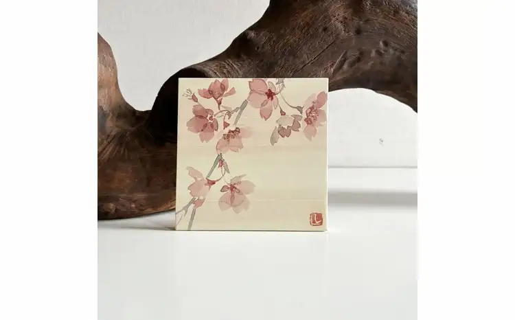 小さな襖絵　さくら 〈 絵画 アートパネル インテリア おしゃれ 壁掛け 桜 和 花 植物 自然 軽量 玄関 寝室 部屋 ピンク リビング  アート プレゼント ギフト  〉 さくら2