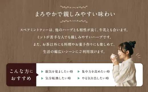 スペアミントティー （ 森のこかげ ） 1.5g × 70パック スペアミント ハーブティー ノンカフェイン 香り リフレッシュ 料理活用 お茶 茶葉 飲料 常温 ハーブ