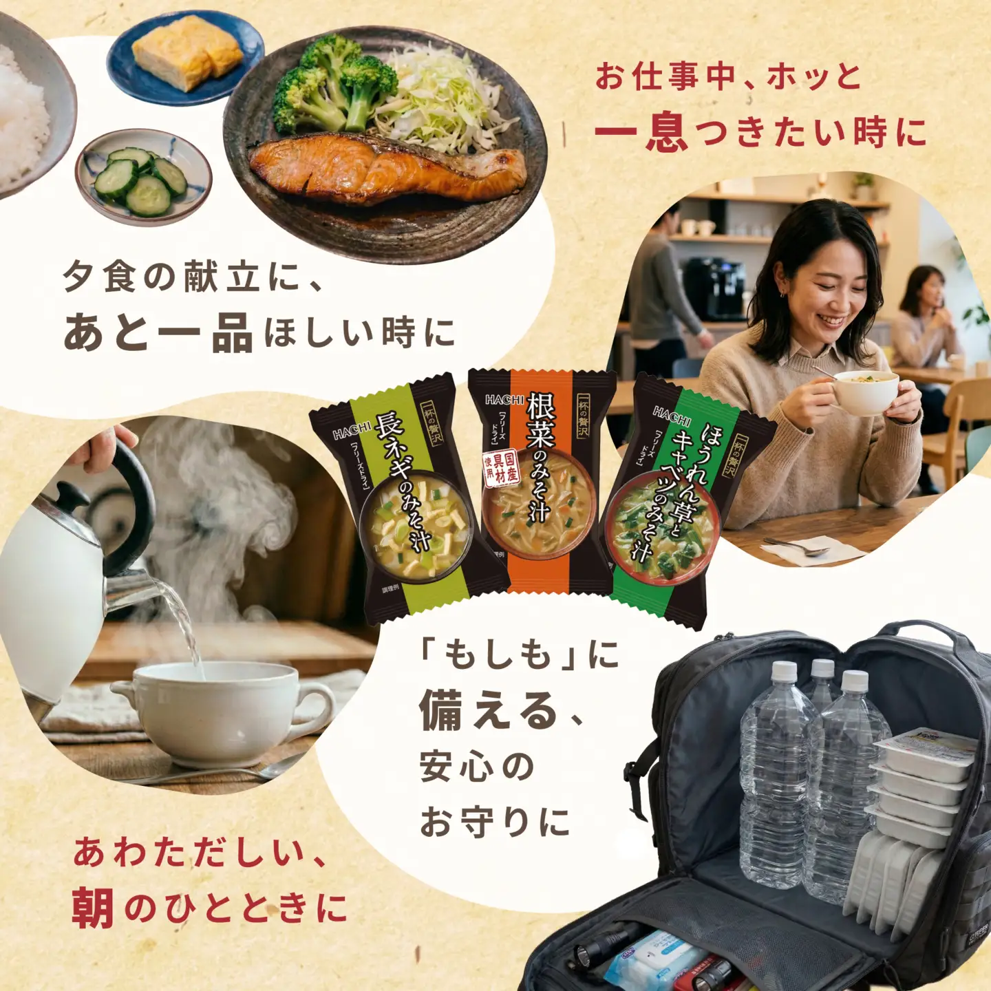 フリーズドライみそ汁3種30食セット ハチ食品株式会社 山口県 防府市 B41 味噌汁 みそ汁 インスタント 詰め合わせ 具沢山 野菜 焼きあご 常備食 時短