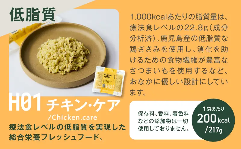 Buddy FOOD 低脂質セット 3種6パック（鶏ささみ、低脂質チキン・ケア、低脂質ハツ・ケア） K390-001_16 国産 豚肉 鶏肉 低脂質 ペットフード