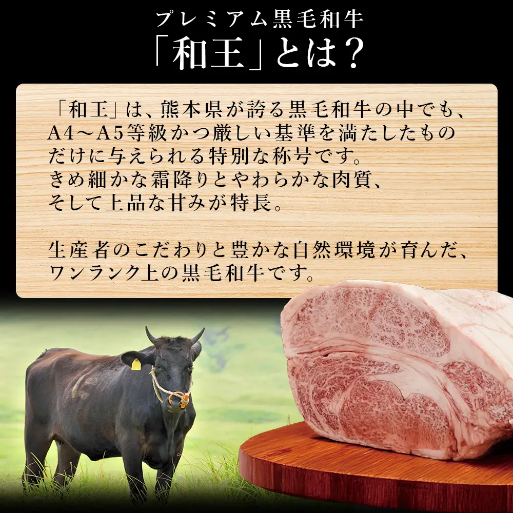 【ふるさと納税】 プレミアム 黒毛和牛 「和王」 焼肉用 600g (300g×2) 肉 牛肉 焼肉 冷凍 焼き肉 小分け お取り寄せ 熊本県 水上村