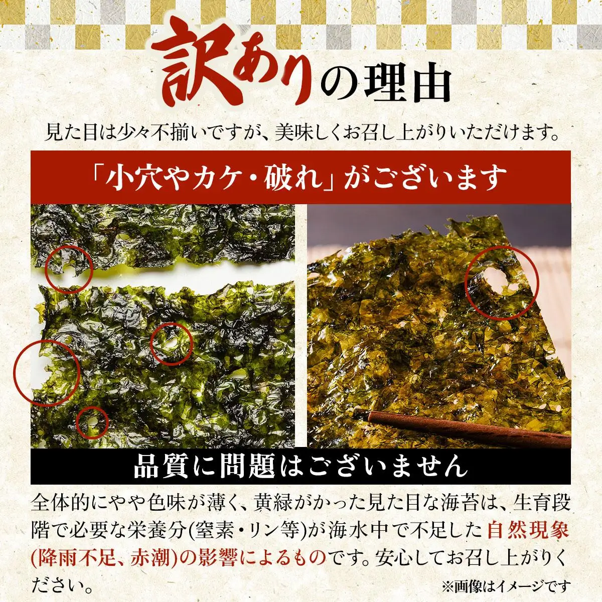 【7営業日以内発送】『訳あり』福岡有明のり 竹 焼き海苔 全形10枚