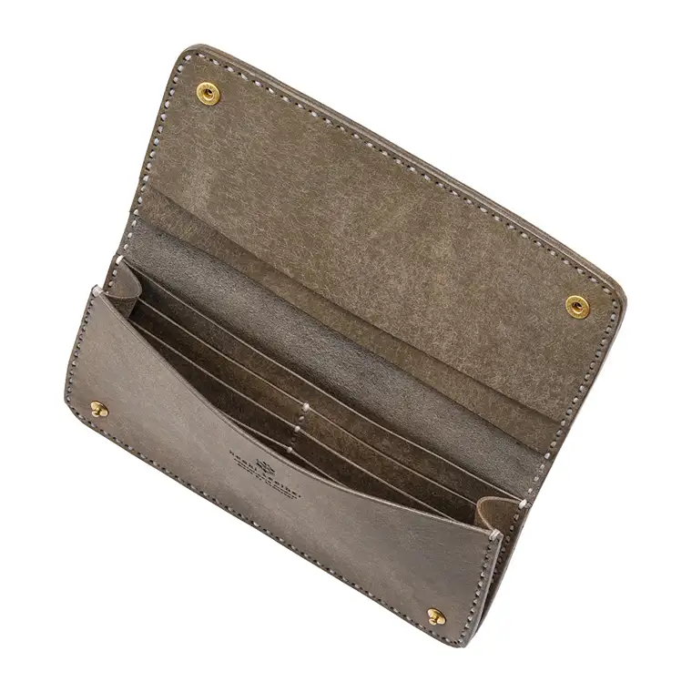 豊岡財布 haaki Leather ロングウォレット HLW305 / グリージオ / 長財布 薄型 財布 サイフ ブランド 小銭入れなし 牛皮革 プエブロレザー 革 メンズ レディース ハンドメイド 手作り 木和田正昭商店