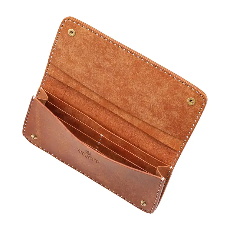 豊岡財布 haaki Leather ロングウォレット HLW305 / コニャック / 長財布 薄型 財布 サイフ ブランド 小銭入れなし 牛皮革 プエブロレザー 革 メンズ レディース ハンドメイド 手作り 木和田正昭商店