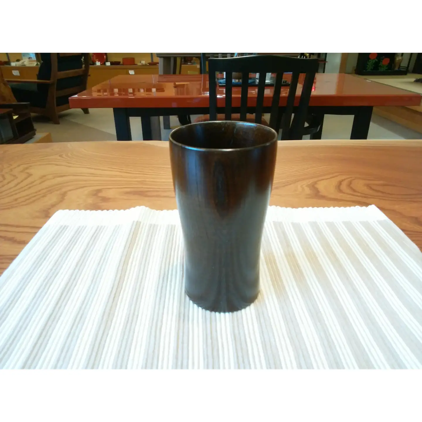 ≪木曽漆器≫ 缶ビール 丸ごとカップ 黒スリ