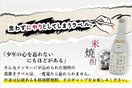 落書き焼酎 『わんぱくな人がのむ焼酎 ～ 少年の心を忘れないにもほどがある』 720ml 25度 015-0706