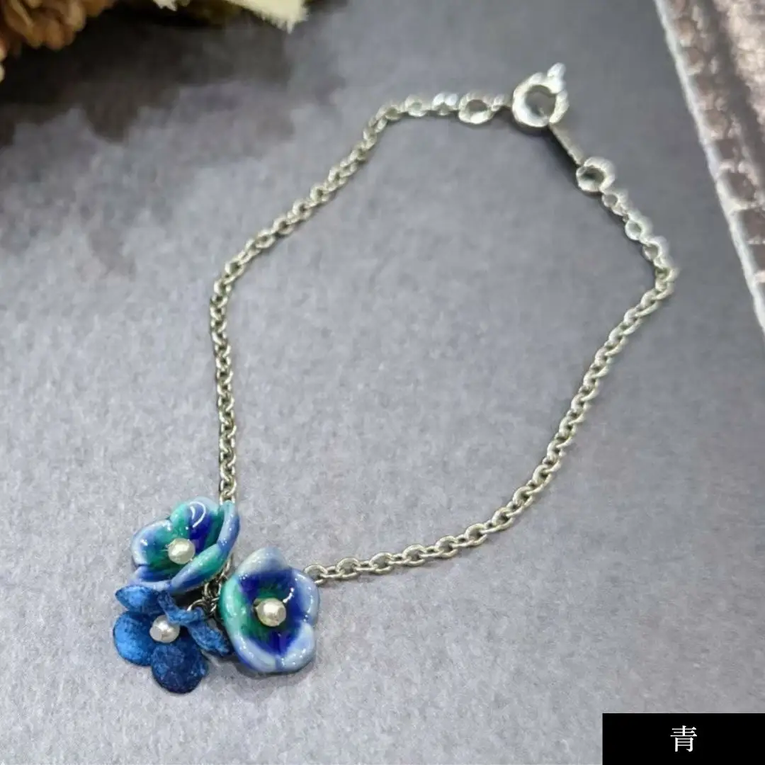 九谷焼×布花アクセサリー九谷花（KUTANIKA）ブレスレット (カラー／青)  ギフト プレゼント | 石川県 小松市