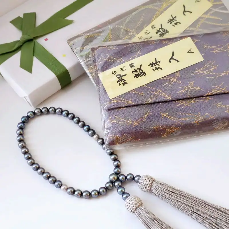 真珠 パール 数珠 ジュエリー ファッション 国産 あこや 男性 女性 冠婚葬祭 慶事 贈答用 贈り物 ギフト プレゼント 普段使い 念珠 メンズ 三重県 伊勢 志摩市 / 志摩市でつくる伝統技、アコヤグレー真珠の数珠