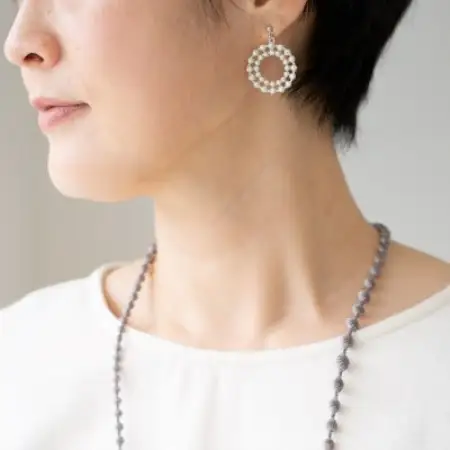 刺繍ピアス　ドイリーピアス(シルバー)【1726147】